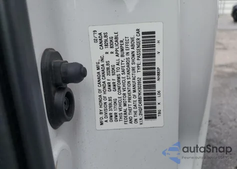 2019 Honda Civic Sport z USA, uszkodzony, nr VIN 2HGFC4B87KH303952